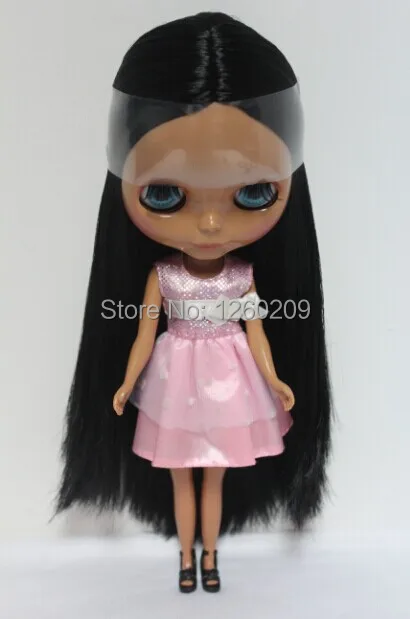 Горячая цена! 12-дюймовая Обнаженная кукла для кусования с черными прямыми