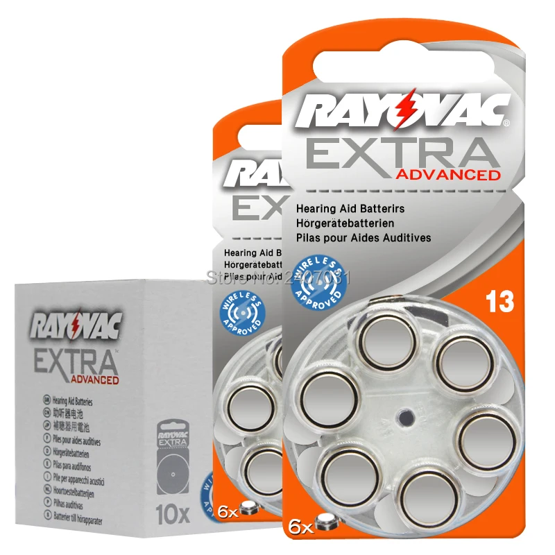 60 шт. батарейки для слуховых аппаратов Rayovac Аккумулятор Zinc Air 13/P13/PR48 BTE. Бесплатная