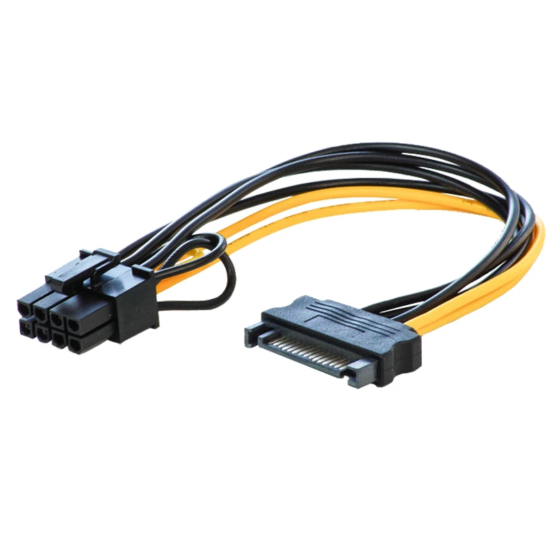 Кабель адаптер Powr для майнинга BTC с 15pin на 8pin(6 + 2) 20 см питание PCI E SATA кабель 15 pin На 8