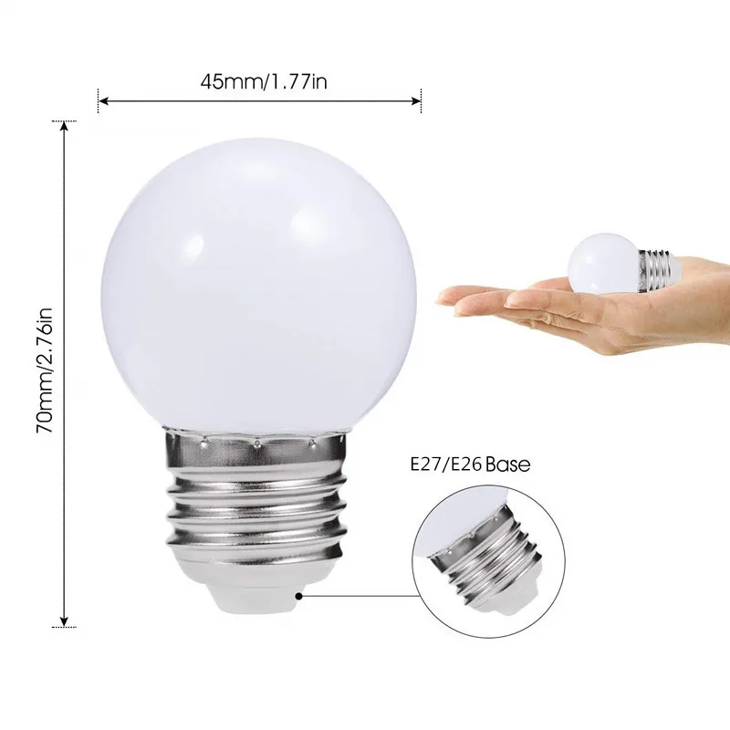 6 шт./лот G45 2 Вт Led глобус Свет E27 белый корпус светодиодные лампы теплый холодный