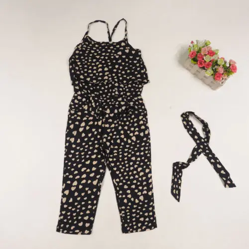 Children Kid Girl Clothing Fashion Heart Flower Kids Girls Jumpsuits Bib Pants Suspender Trousers Overalls | Мать и ребенок