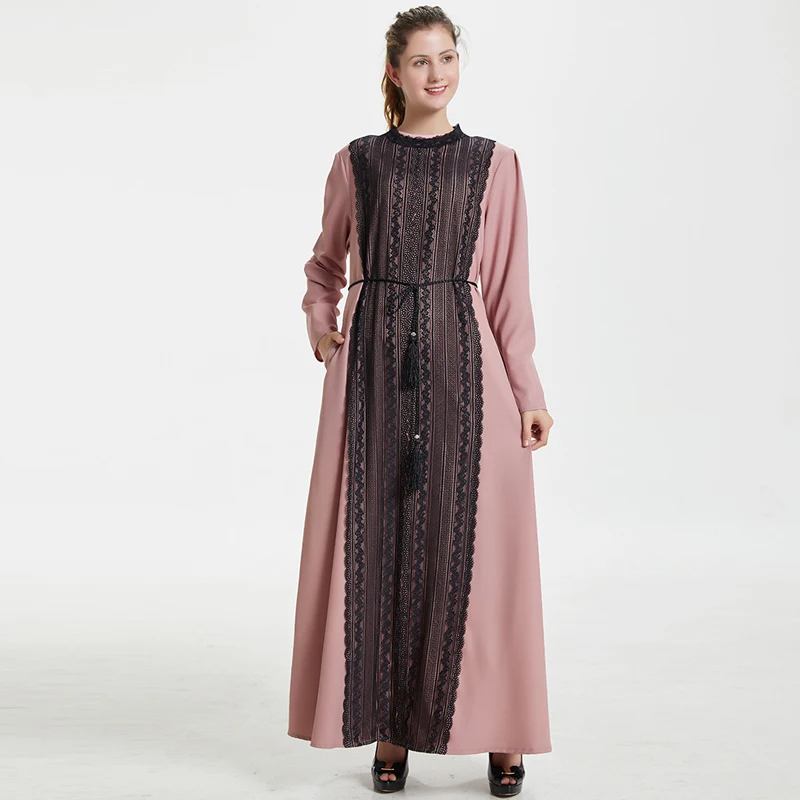 Кружевная Абая одежда из Индонезии кафтановое платье Дубаи исламское арабское