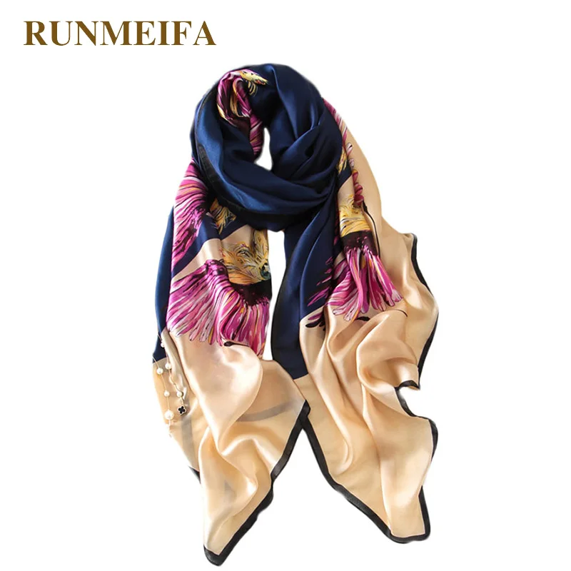 RUNMEIFA Новая модная шаль из искусственного шелка для женщин шарф с узором Орлов