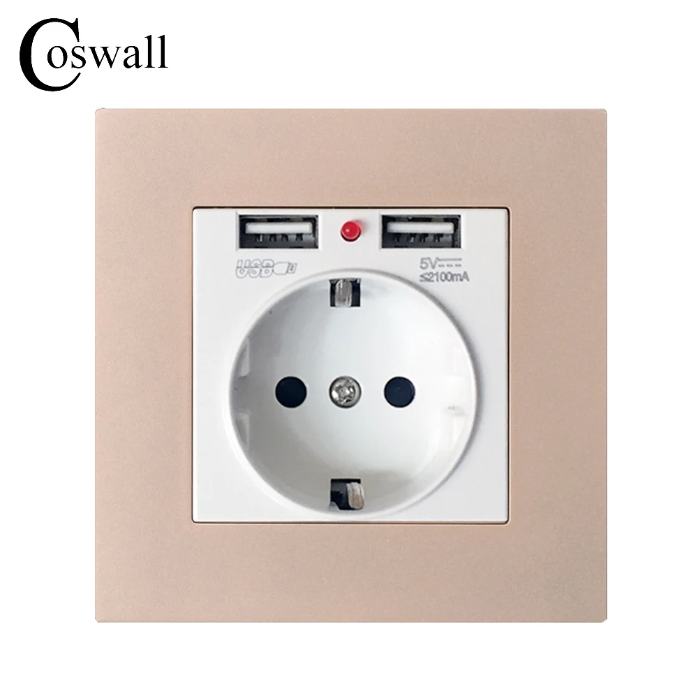 Coswall двойной USB зарядный порт 2.1A настенное зарядное устройство адаптер ЕС розетка