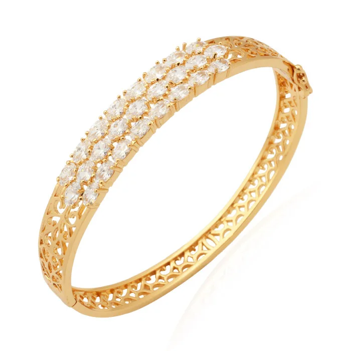 

Kpop New Vintage Hollow Flower Bracelet & Bangle Top Quality Cubic Zirconia Zircon Bangles Gift For Women H5224