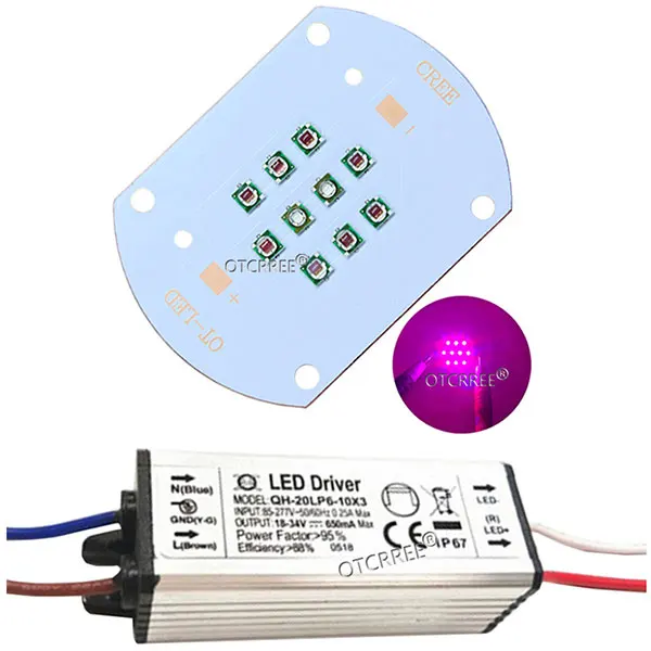 30W Cree XP-E Plant Grow Multi-Chip LED Lamp Light Deep Red 660nm+ Royal Blue 450nm Diode Bulb+Driver For Plant Fruit Growth - Испускаемый цвет: 30W LED.Driver