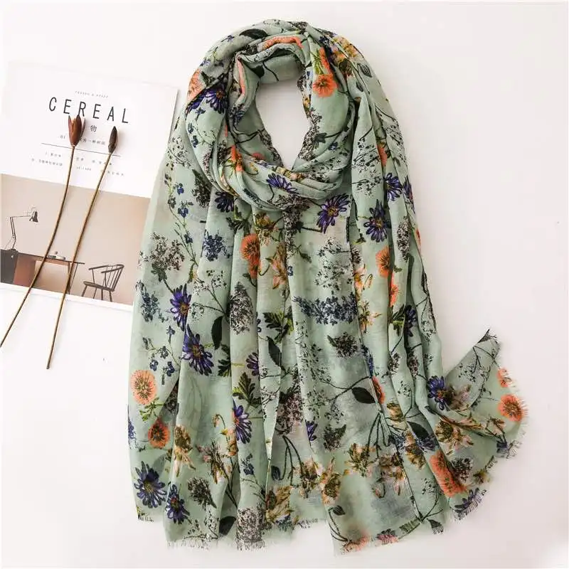 style 2 KYQIAO этнический головной платок женские осенние весенние испанские хиппи богемные романтические длинные шарфы с цветочным принтом - Цвет: style 2