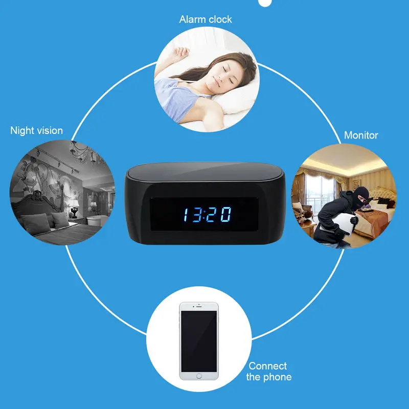 Wi-Fi Камера будильник с обнаружением движения Ночное видение HD 1080 P видео Регистраторы Беспроводной IP Камера s Поддержка IOS/ android ПК