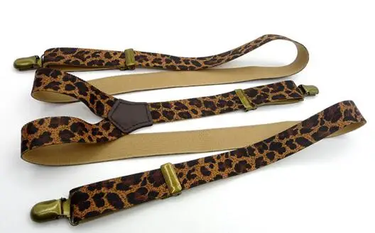 Подтяжки леопардовые в ретро стиле для мужчин и женщин бронзовые Эластичные