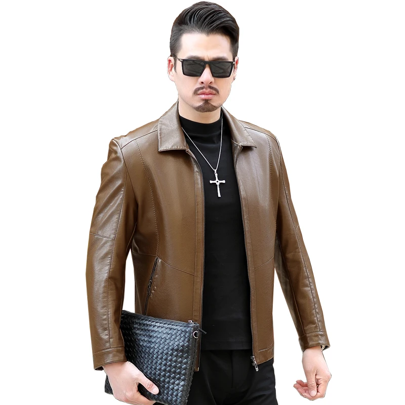 Кожаная мужская куртка из мягкой искусственной кожи деловая Повседневная
