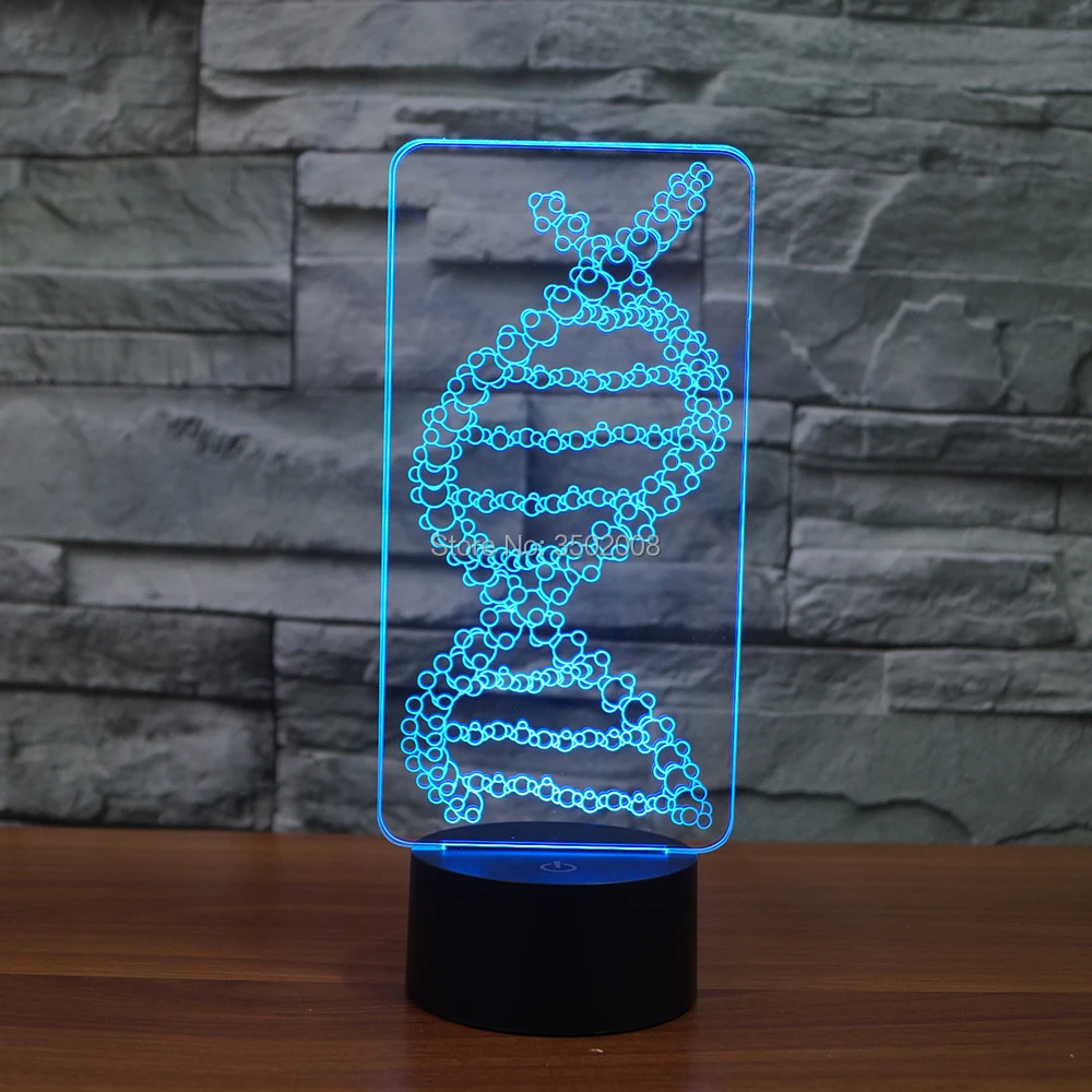 Креативный 3d сегмент DNA Красочный ночник 7 меняющихся цветов сенсорный