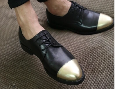 Europe's new fashion personality comfortable golden bullet low to help take the leisure leather men's shoes | Обувь
