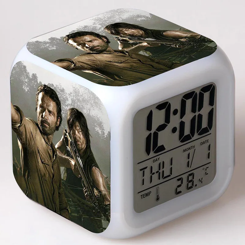 

The Walking Dead Movie Figurines LED Colorful Flash Touch Light Temperature Alarm Clock PVC Action Figure Toys