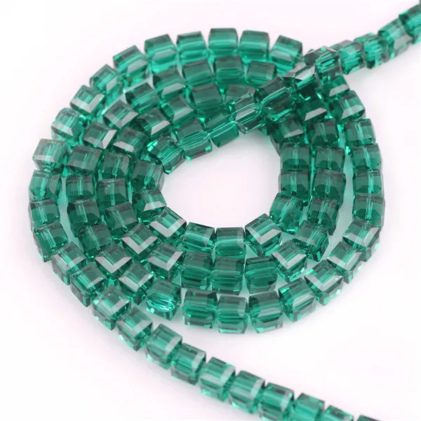 hole green Zhubi Роскошная обувь с украшением в виде кристаллов бисера кубика 6/8 мм Подвески чешские покрытием Стекло свободные Квадратные бусины ремесел бусины для изготовления ювелирных изделий - Цвет: hole green