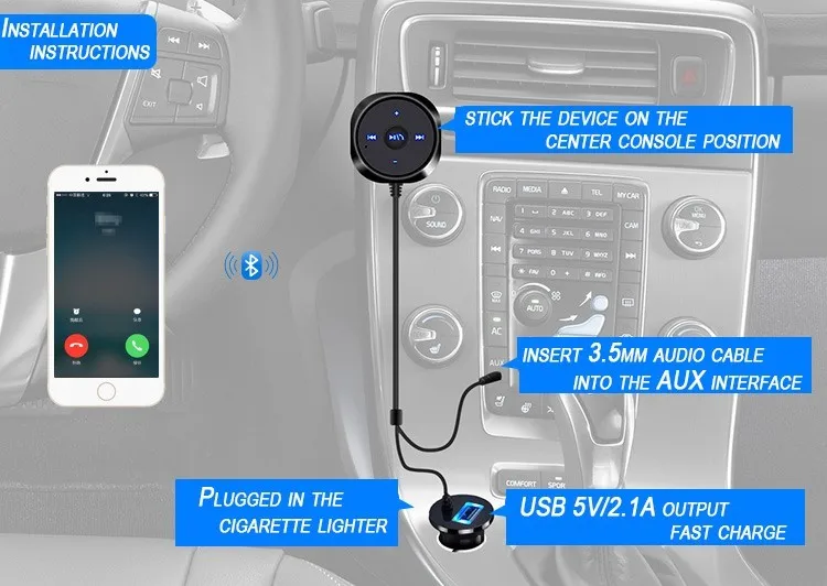 Автомобильный комплект Bluetooth, модулятор, fm-передатчик с USB зарядным устройством, MP3-плеер, поддержка USB SD карты, 3,5 мм, Aux
