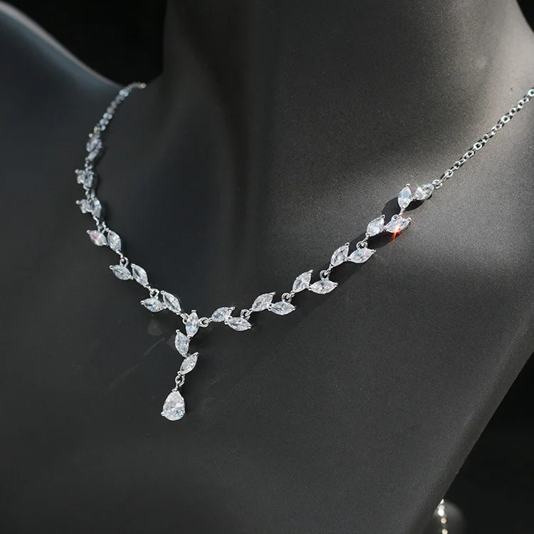 Набор ювелирных изделий SLBRIDAL из медного сплава свадебные с кубическим цирконом