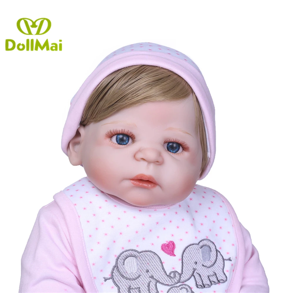 Куклы Kawaii reborn girl 57 см полностью силиконовые куклы baby настоящие со слоном плюшевые