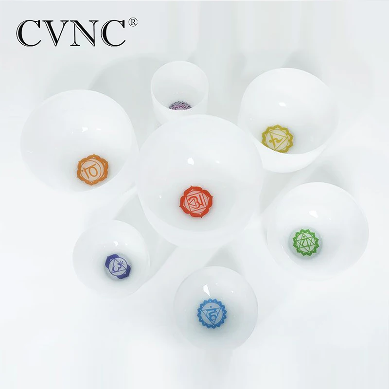 CVNC 6 &quot 12&quot чакра настроенный Набор из 7 шт. Матовый Кварцевый Кристалл Поющая