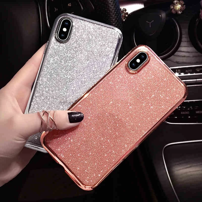 Мягкий блестящий чехол со стразами и рамкой для iphone X XR XS MAX 10 6 6s 7 8 Plus из ТПУ с