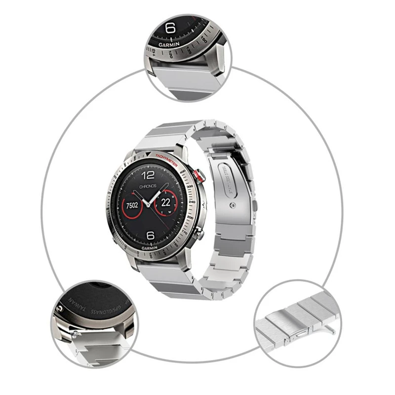 Ремешок для часов Garmin GPS Fenix Chronos сменный металлический браслет из нержавеющей