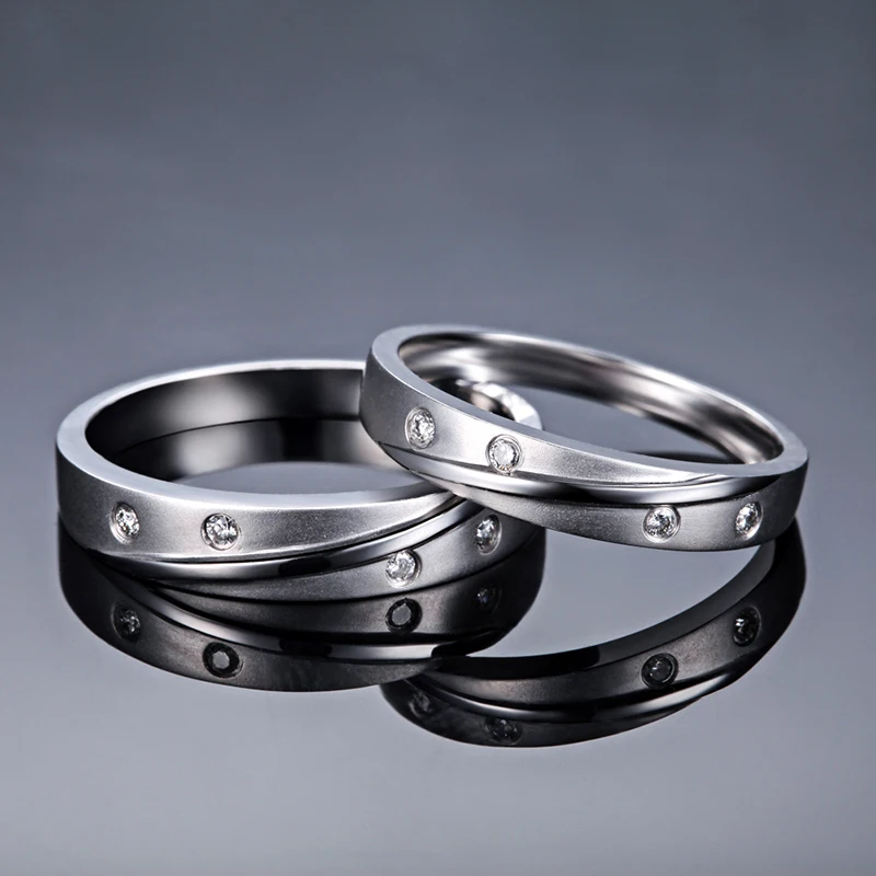 Реальный ZOCAI настоящий бриллиант 0.08CT Сертифицированный I-J/SI DIAMOND HIS AND Her свадебные комплекты браслетов с круглой огранкой из белого золота 18 К Q00951A