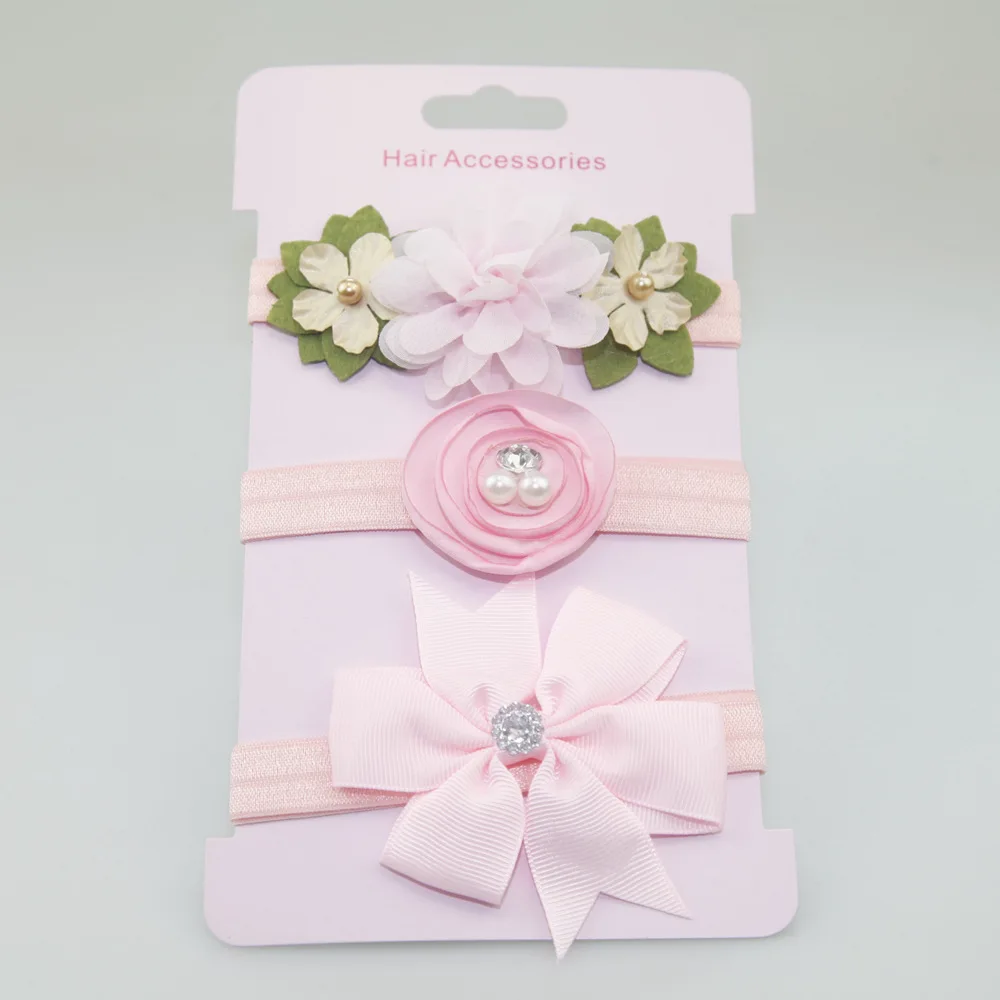 3Pcs Kids Elastic flower headband Headbands Hair Girls baby Bowknot Hairband girl accessories set photography | Детская одежда и