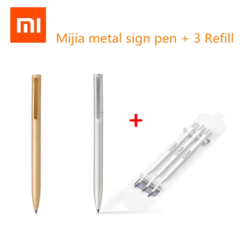 2018 Original Xiaomi Mijia Metal Sign Pen 9.5mm Signing PREMEC Smooth Switzerland Black Refill Gold/Silver blue ink | Электроника