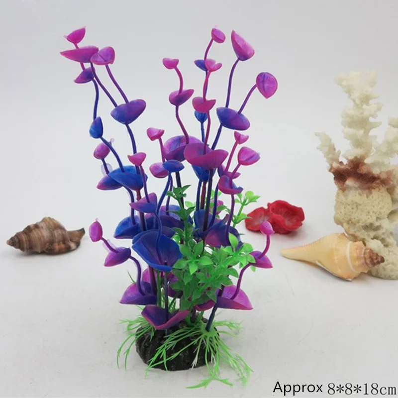 

1PC Artificial Plastic Aquarium Plants Decorations Fish Tank Coral Ornaments Underwater Pet Decor Accessories Blue/Purple