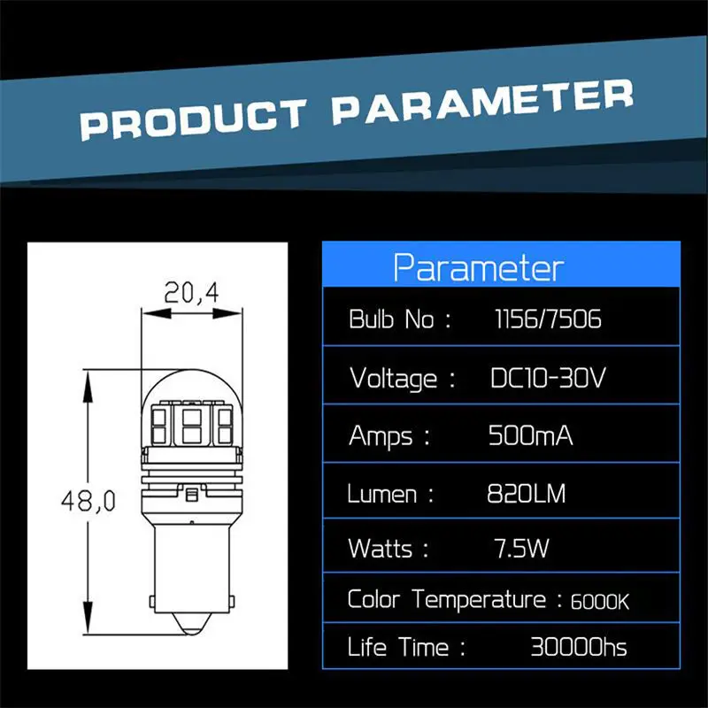 Светодиодный фонарь для автомобиля S25 BA15S 1156 7506 P21W светодиодный SMD белый/желтый
