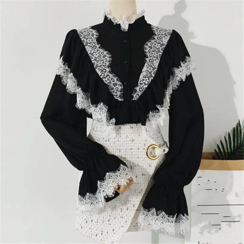 Коробов 2019 Новинка весны дворец Стиль рубашки украшенное окантовкой из кружева