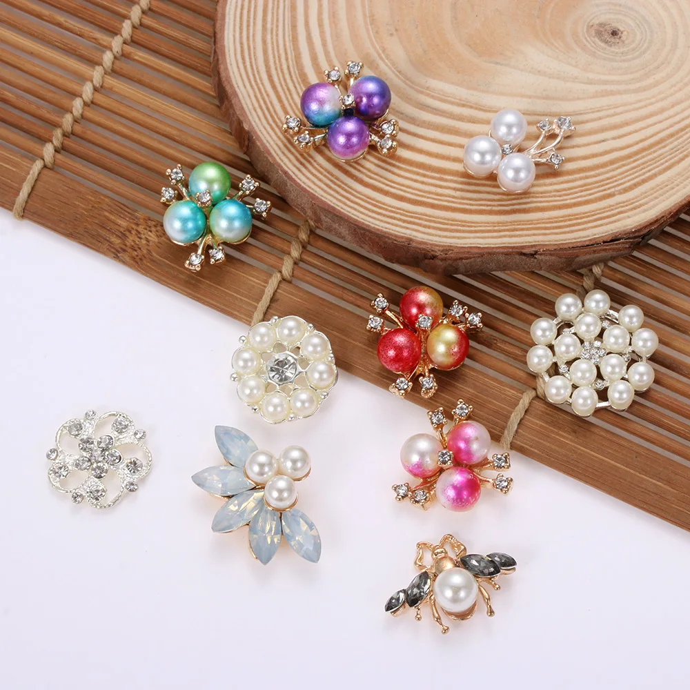 10 шт./компл. Стразы в виде пчелы/цветка жемчужные пуговицы свадебное украшение