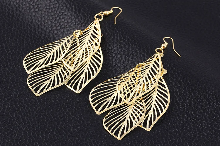 Модные Винтажные Свадебные висячие серьги с листьями женские этнические длинные