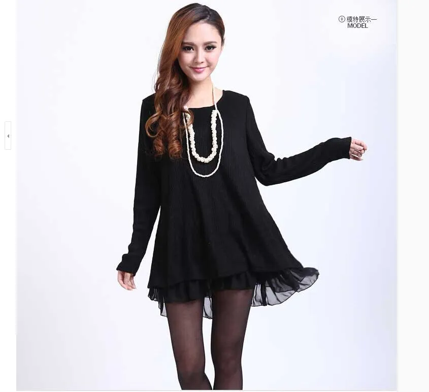 2019 New Winter Sweaters Dress Women Big Oversized Knitted Chiffon Pullovers Plus Size L~4XL Long Sweater Casual Knitwear Poncho | Женская