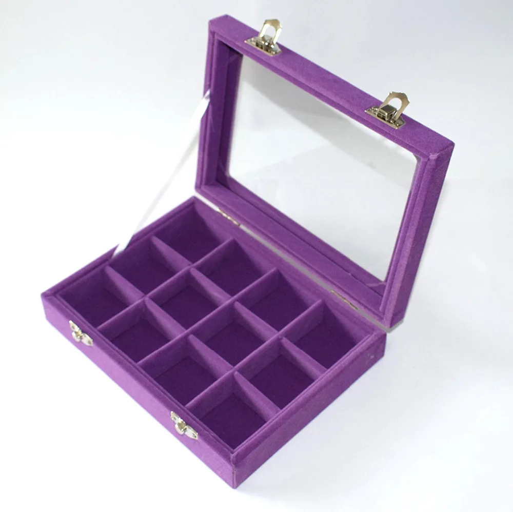 Бархатный органайзер для ювелирных изделий 12 Ячеек|holder earrings|earring storagejewelry ring display |