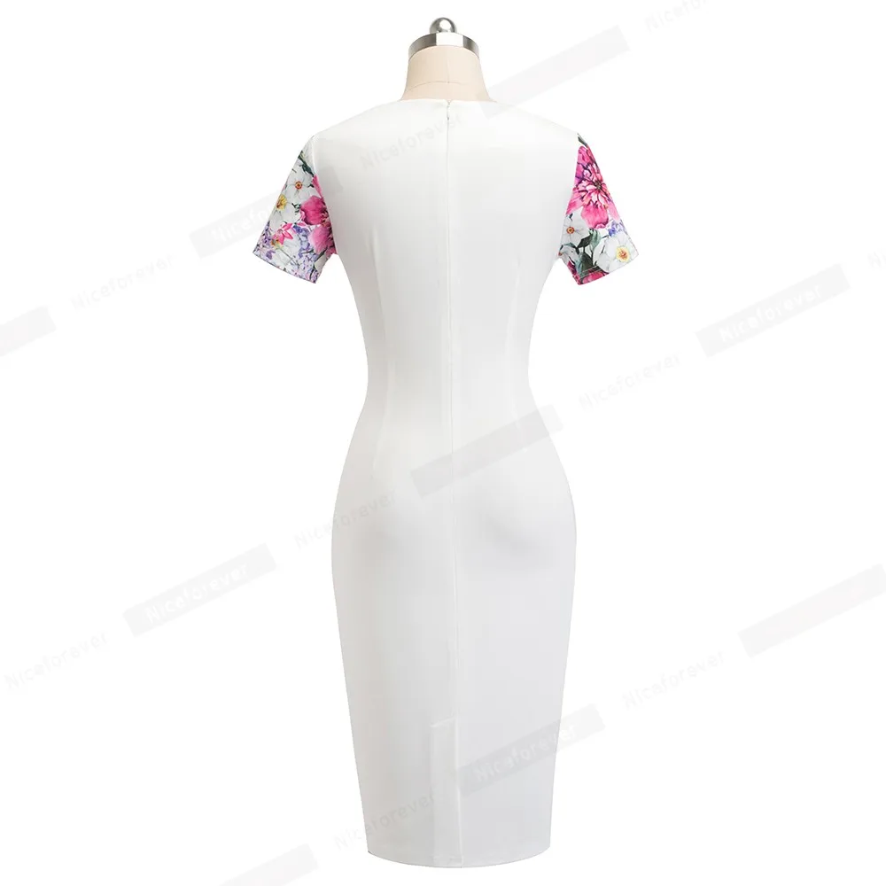 Хорошее-forever винтажное платье с цветочным принтом для работы белое vestidos деловое