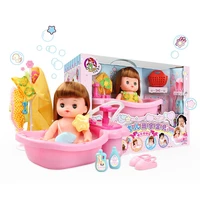 1 set baby doll with bathtub accessories toy classic for mini bath kid washing bathroom girl baby water toy kid water shower toy