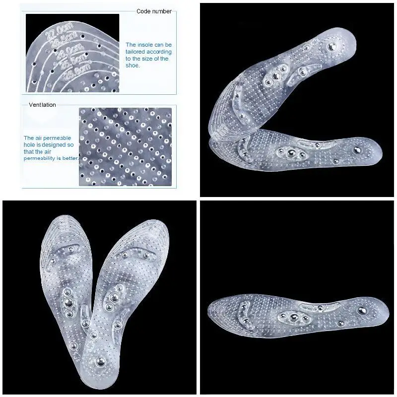 Новинка хит 1 пара Массажная стелька с магнитной аркой прозрачная Акупрессура