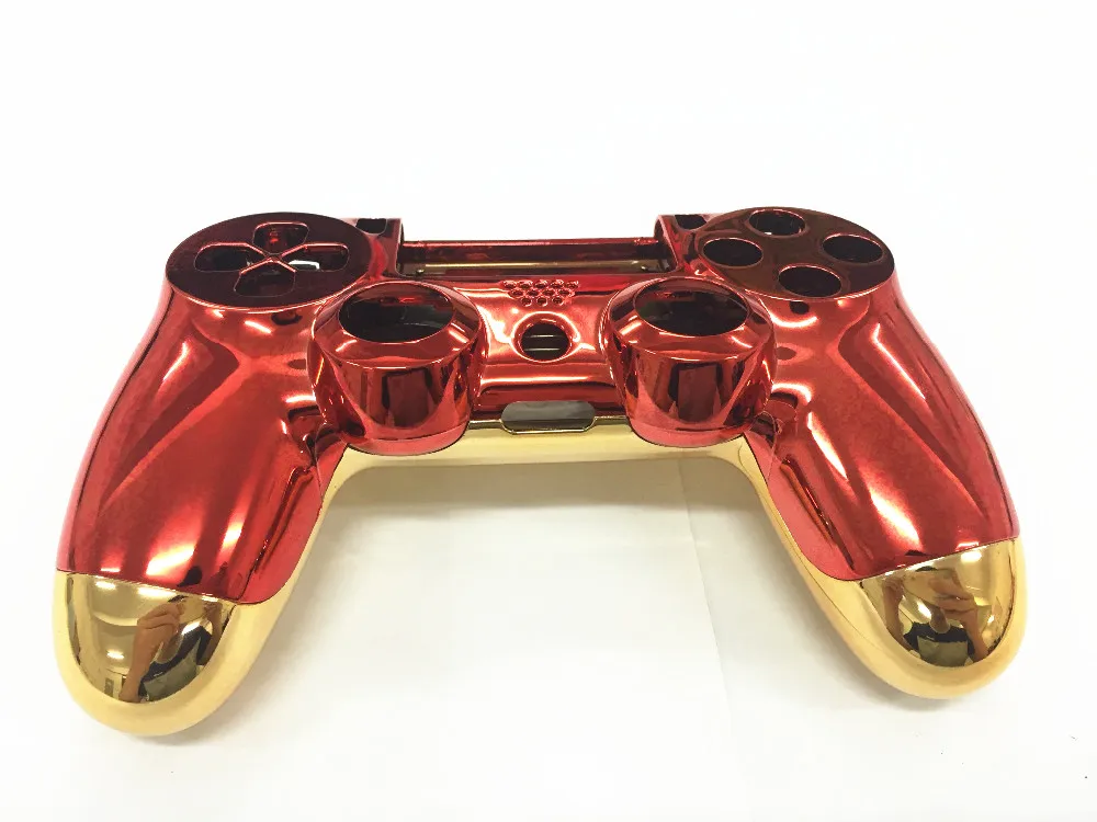Полный корпус оболочка покрытие чехол кнопки для PS4 sony Playstation 4 v1 беспроводной контроллер-хром золото Красный Замена