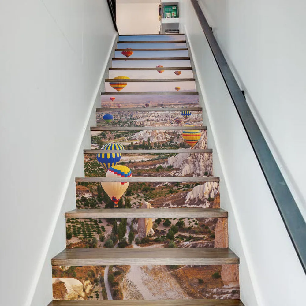 

13pc/set Landscape pattern Sticker Stairs Backdrop Pegatinas De Pared Wall Art Home Decor Kitchen Stickers Poster mural adhesivo