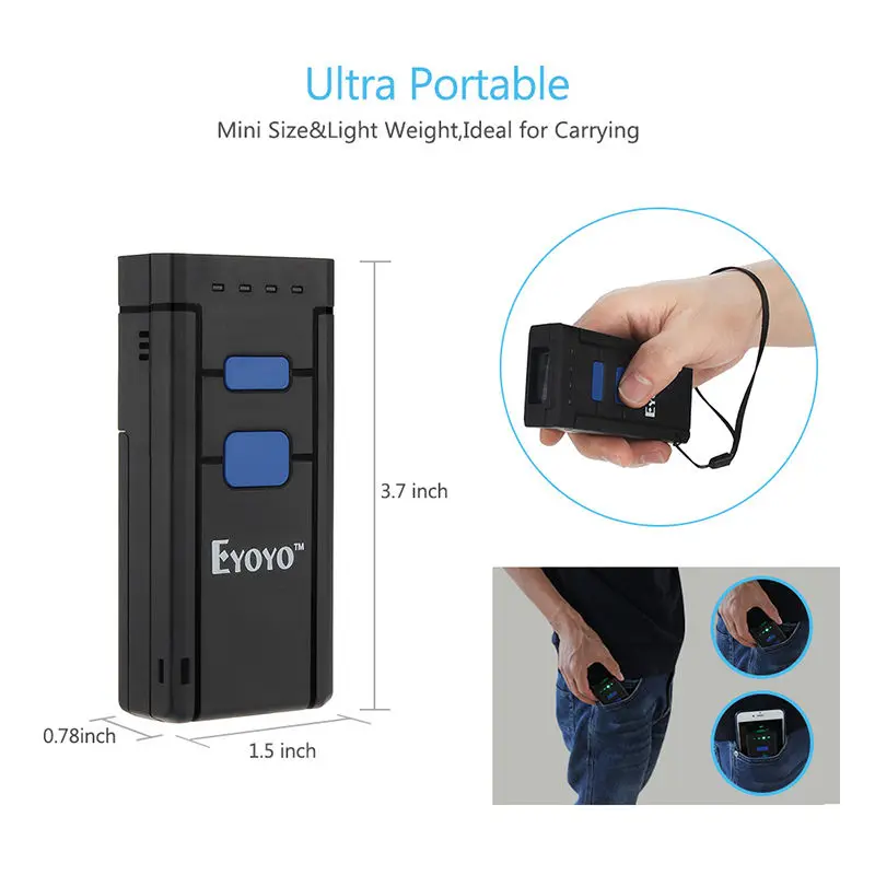 EYOYO MJ 2877 Мини Портативный Bluetooth беспроводной 2D сканер штрих кода декодирование QR
