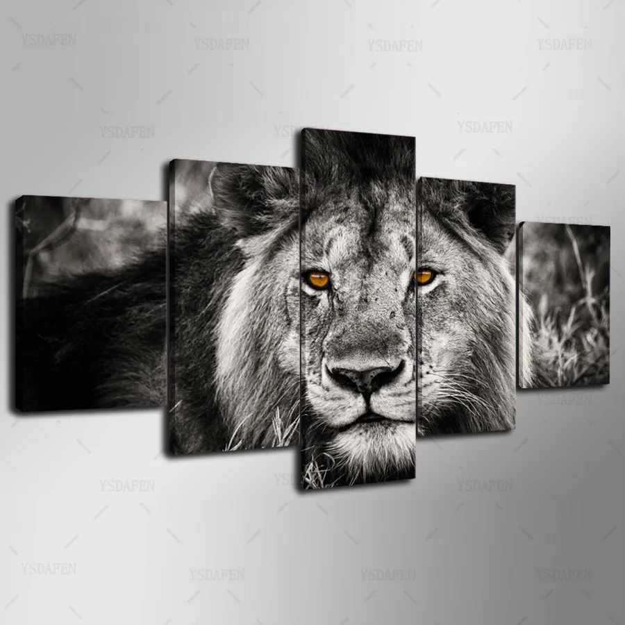 HD печатная живопись холст печать лев картина декор комнаты плакат рамка