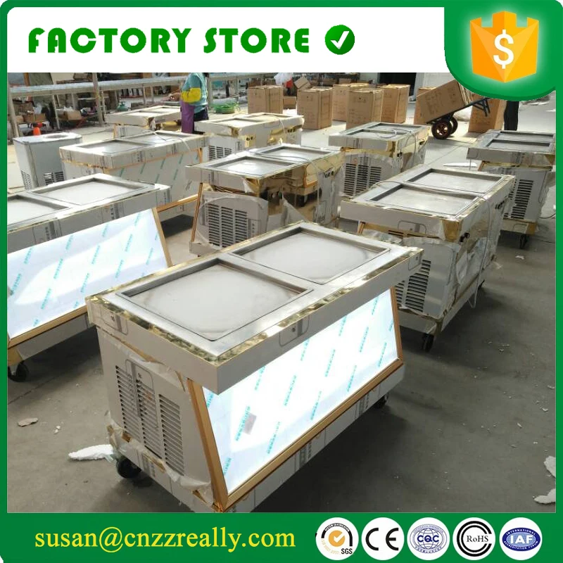 Двойная квадратная сковорода машина для жареного мороженого с двойной