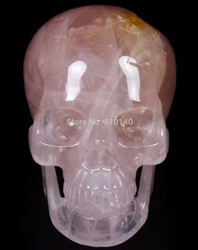 YM 315 PINK ROSE QUARTZ Carved Crystal Skull Realistic Healing | Дом и сад