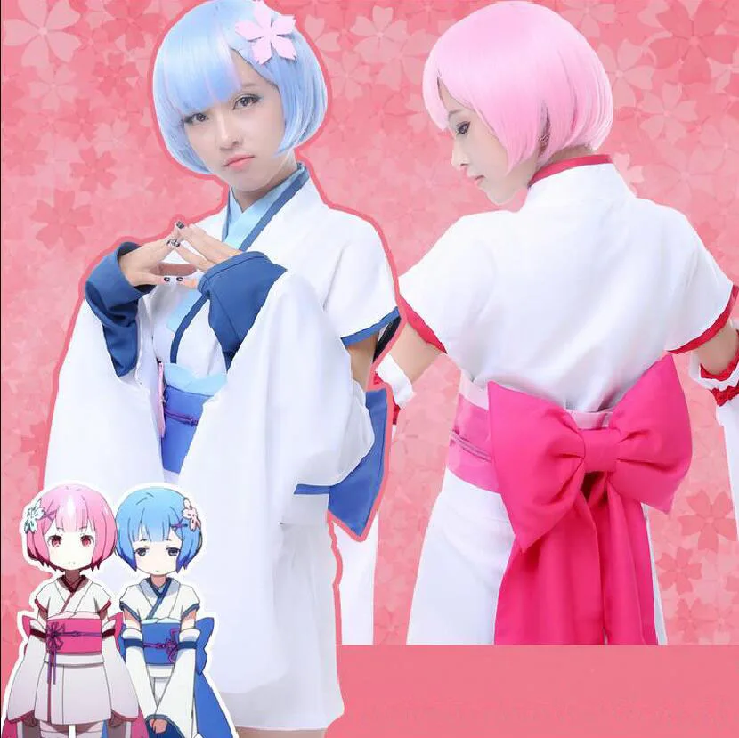 Re:Zero Kara Hajimeru Isekai Seikatsu Ram Rem Карнавальный костюм для девочек женское кимоно В Стиле