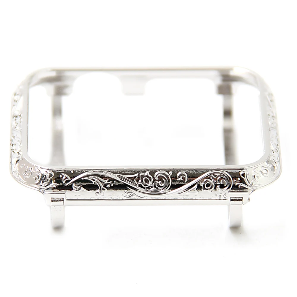 

Dorpship Top Quality 38mm Bezel Handwork Flower Steel Silver Case Bezel Compatible Apple Watch Series 42mm for Apple Watch Case