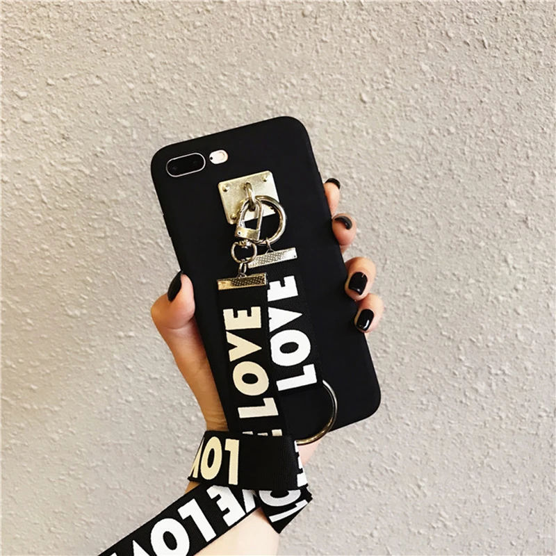 Модный матовый чехол с ремешками на шее для iphone 8 plus 7 5 5S se 6 6s телефона кольцом