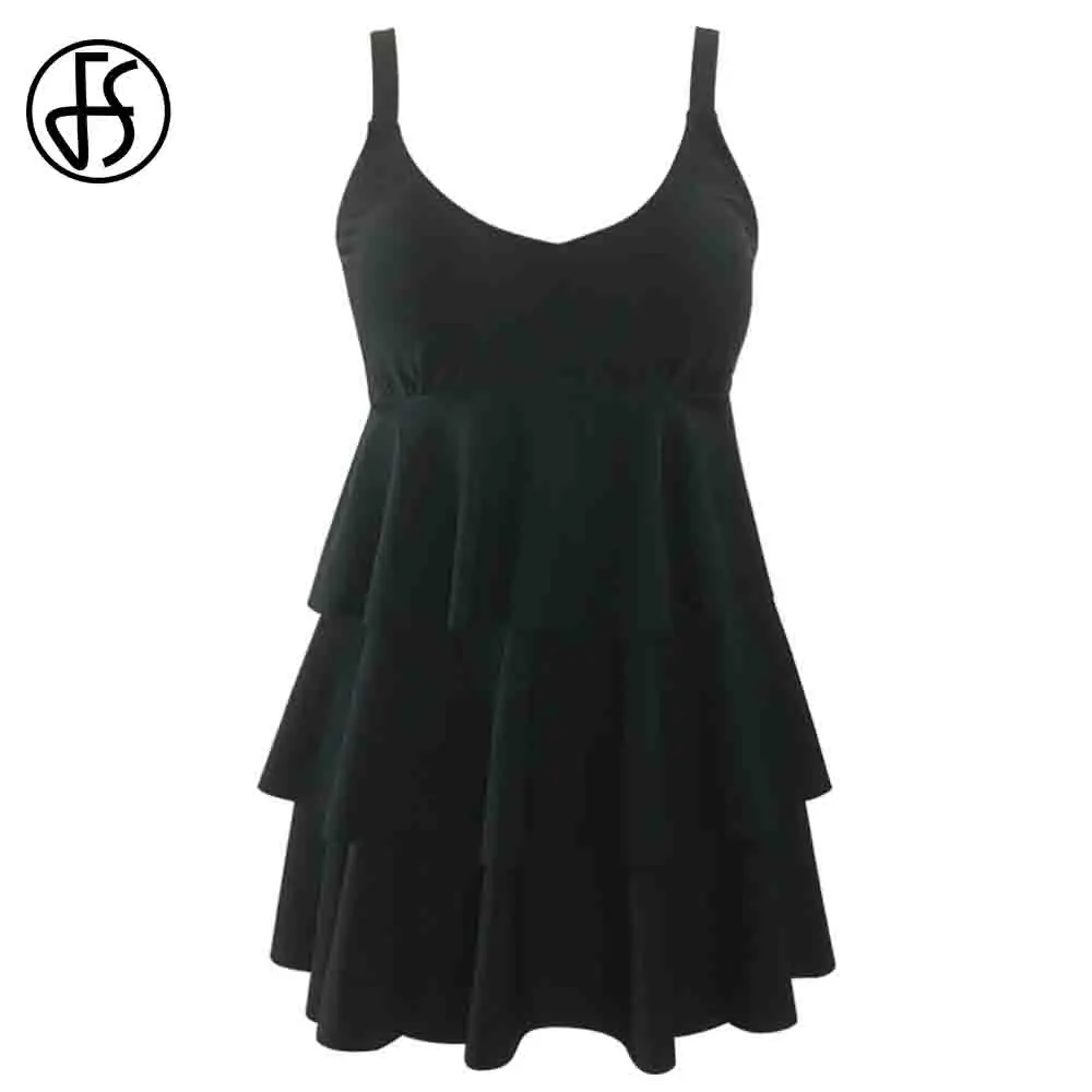 FS рюшами Плавание одежда черный сексуальный Push Up костюм Для женщин Танкини