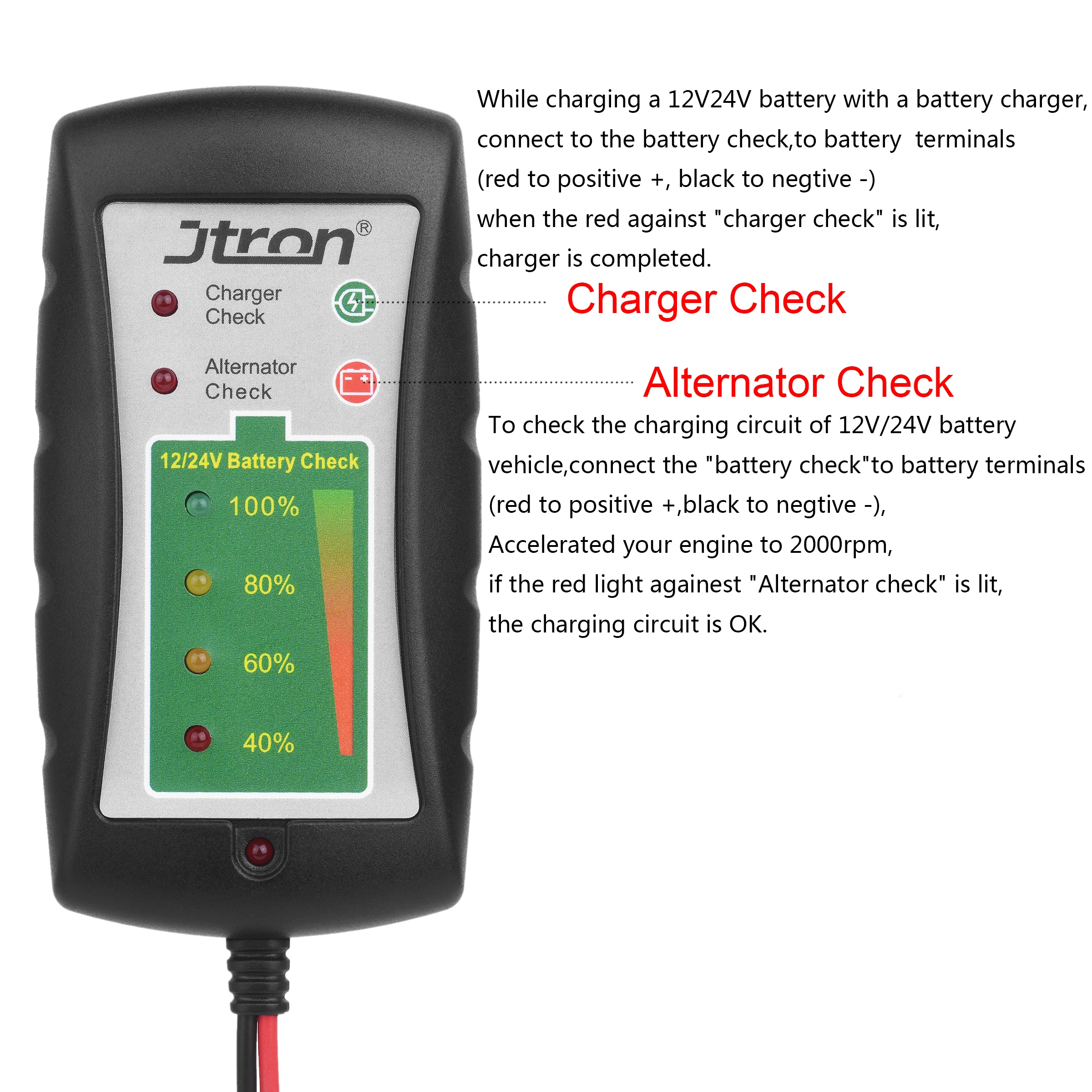 Jtron battery tester 12v/24V LED display Alternator check charger for Cars Motorcycles Trucks Battery Check | Автомобили и