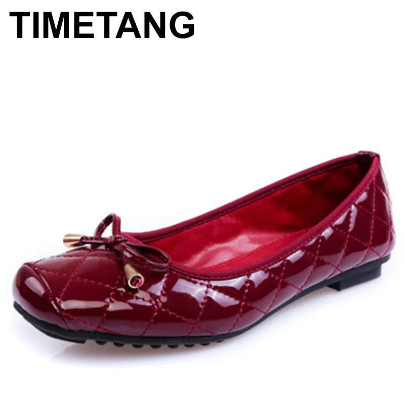 

TIMETANG New Spring Autumn Flats Women Casual Shoes Flat Heel Soft Sole Fashion Womens Flats Plus Size Brand Bowtie LadiesE852