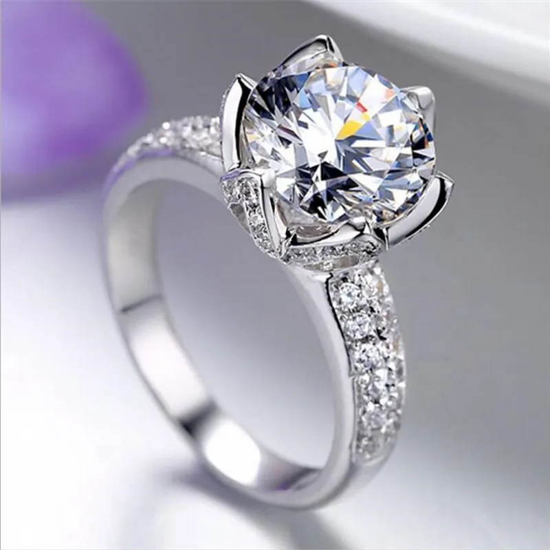 Choucong Jewelr винтажная форма лотоса Стерлинговое Серебро 925 пробы 2CT Круглый 5А циркон